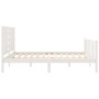 Estructura de cama matrimonio con cabecero madera maciza blanco de , Camas y somieres - Ref: Foro24-3192822, Precio: 158,78 €...