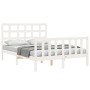 Estructura cama de matrimonio con cabecero madera maciza blanco de , Camas y somieres - Ref: Foro24-3192077, Precio: 151,52 €...