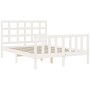Estructura cama de matrimonio con cabecero madera maciza blanco de , Camas y somieres - Ref: Foro24-3192077, Precio: 151,52 €...