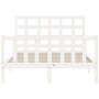 Estructura cama de matrimonio con cabecero madera maciza blanco de , Camas y somieres - Ref: Foro24-3192077, Precio: 151,52 €...