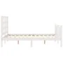 Double bed frame with white solid wood headboard by , Beds and slatted bases - Ref: Foro24-3192077, Price: 156,30 €, Discount: %
