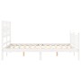 Estructura cama de matrimonio con cabecero madera maciza blanco de , Camas y somieres - Ref: Foro24-3192532, Precio: 163,37 €...