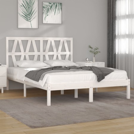 Estructura de cama madera maciza de pino blanca 150x200 cm de , Camas y somieres - Ref: Foro24-3104004, Precio: 150,15 €, Des...