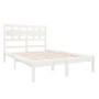 Estructura de cama de madera maciza blanca 135x190 cm de , Camas y somieres - Ref: Foro24-3105641, Precio: 152,80 €, Descuent...