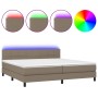 Cama box spring colchón y luces LED tela gris taupe 200x200 cm de , Camas y somieres - Ref: Foro24-3133185, Precio: 626,45 €,...