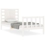 Estructura de cama individual con cabecero madera maciza blanco de , Camas y somieres - Ref: Foro24-3192777, Precio: 111,73 €...