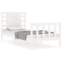 Estructura de cama individual con cabecero madera maciza blanco de , Camas y somieres - Ref: Foro24-3192777, Precio: 111,73 €...