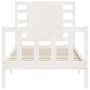 Estructura de cama individual con cabecero madera maciza blanco de , Camas y somieres - Ref: Foro24-3192777, Precio: 111,73 €...