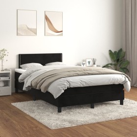 Cama box spring con colchón terciopelo negro 120x200 cm de , Camas y somieres - Ref: Foro24-3141235, Precio: 362,89 €, Descue...