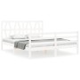 Estructura de cama matrimonio con cabecero madera maciza blanco de , Camas y somieres - Ref: Foro24-3194382, Precio: 161,24 €...