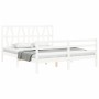 Estructura de cama matrimonio con cabecero madera maciza blanco de , Camas y somieres - Ref: Foro24-3194382, Precio: 161,24 €...