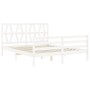 Estructura de cama matrimonio con cabecero madera maciza blanco de , Camas y somieres - Ref: Foro24-3194382, Precio: 161,24 €...