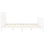 Estructura de cama matrimonio con cabecero madera maciza blanco de , Camas y somieres - Ref: Foro24-3194382, Precio: 161,24 €...