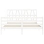 Estructura de cama matrimonio con cabecero madera maciza blanco de , Camas y somieres - Ref: Foro24-3194382, Precio: 161,24 €...