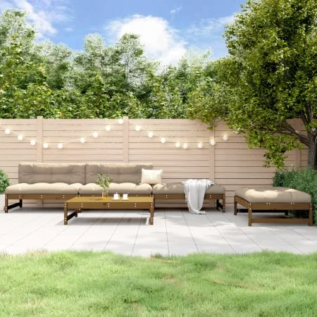 Juego de sofás de jardín 5 pzas madera maciza pino marrón miel de , Conjuntos de jardín - Ref: Foro24-3186602, Precio: 480,66...