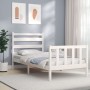 Estructura de cama con cabecero madera maciza blanco 100x200 cm de , Camas y somieres - Ref: Foro24-3192027, Precio: 130,43 €...