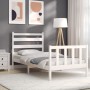 Estructura de cama con cabecero madera maciza blanco 100x200 cm de , Camas y somieres - Ref: Foro24-3192027, Precio: 130,43 €...