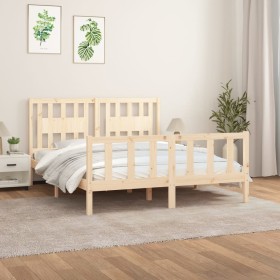 Estructura de cama con cabecero madera maciza pino 160x200 cm de , Camas y somieres - Ref: Foro24-3188176, Precio: 144,58 €, ...