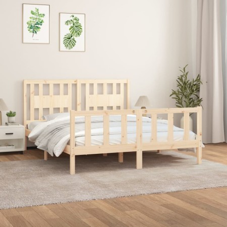 Estructura de cama con cabecero madera maciza pino 160x200 cm de , Camas y somieres - Ref: Foro24-3188176, Precio: 144,58 €, ...