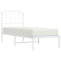 Estructura de cama de metal con cabecero blanco 75x190 cm de , Camas y somieres - Ref: Foro24-373926, Precio: 63,11 €, Descue...