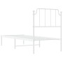 Estructura de cama de metal con cabecero blanco 75x190 cm de , Camas y somieres - Ref: Foro24-373926, Precio: 63,11 €, Descue...