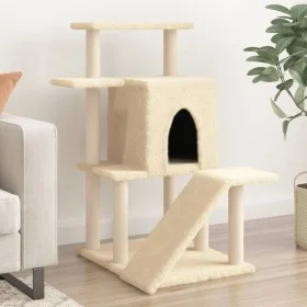 Rascador para gatos con postes de sisal color crema 97 cm de , Mobiliario para gatos - Ref: Foro24-172097, Precio: 52,95 €, D...