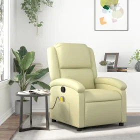 Cream Genuine Leather Massage Recliner by , Armchairs - Ref: Foro24-371795, Price: 318,57 €, Discount: %