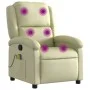 Sillón reclinable de masaje cuero auténtico crema de , Sillones - Ref: Foro24-371795, Precio: 318,57 €, Descuento: %
