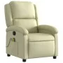 Sillón reclinable de masaje cuero auténtico crema de , Sillones - Ref: Foro24-371795, Precio: 318,57 €, Descuento: %