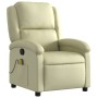 Sillón reclinable de masaje cuero auténtico crema de , Sillones - Ref: Foro24-371795, Precio: 323,42 €, Descuento: %