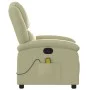 Sillón reclinable de masaje cuero auténtico crema de , Sillones - Ref: Foro24-371795, Precio: 318,57 €, Descuento: %
