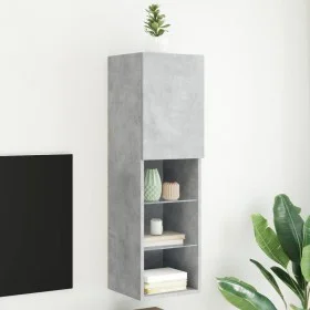 Mueble para TV con luces LED gris hormigón 30,5x30x102 cm de , Muebles TV - Ref: Foro24-837021, Precio: 61,59 €, Descuento: %