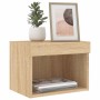 Mesitas de noche de pared con luces LED 2 unidades roble Sonoma de , Muebles TV - Ref: Foro24-837118, Precio: 43,10 €, Descue...