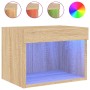 Mesitas de noche de pared con luces LED 2 unidades roble Sonoma de , Muebles TV - Ref: Foro24-837118, Precio: 43,10 €, Descue...