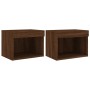 Mesitas de noche de pared con luces LED 2 unidades roble marrón de , Muebles TV - Ref: Foro24-837126, Precio: 55,43 €, Descue...