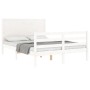 Estructura cama de matrimonio con cabecero madera maciza blanco de , Camas y somieres - Ref: Foro24-3194612, Precio: 194,47 €...