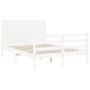 Estructura cama de matrimonio con cabecero madera maciza blanco de , Camas y somieres - Ref: Foro24-3194612, Precio: 194,47 €...
