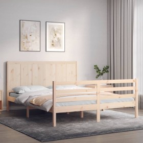 Estructura de cama con cabecero madera maciza 160x200 cm de , Camas y somieres - Ref: Foro24-3194516, Precio: 172,18 €, Descu...