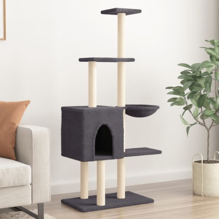 Rascador para gatos con postes de sisal gris oscuro 145 cm de , Mobiliario para gatos - Ref: Foro24-172096, Precio: 58,46 €, ...