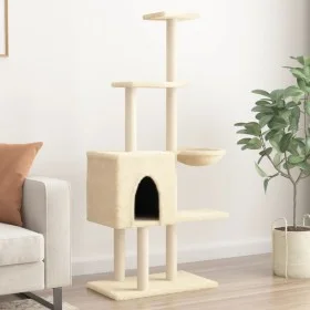 Rascador para gatos con postes de sisal color crema 145 cm de , Mobiliario para gatos - Ref: Foro24-172094, Precio: 52,84 €, ...