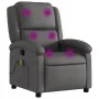 Sillón reclinable de masaje cuero auténtico gris de , Sillones - Ref: Foro24-371796, Precio: 318,40 €, Descuento: %