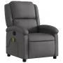 Sillón reclinable de masaje cuero auténtico gris de , Sillones - Ref: Foro24-371796, Precio: 318,40 €, Descuento: %