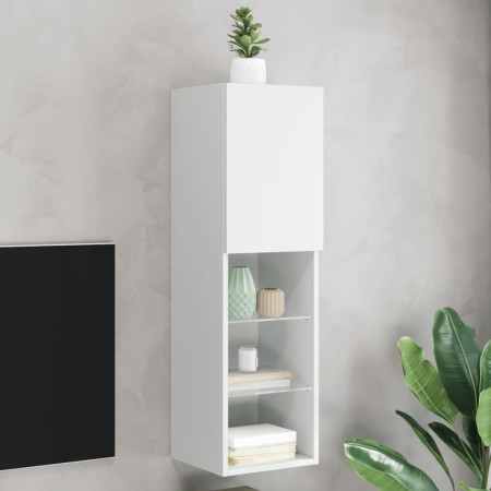 Mueble para TV con luces LED blanco 30,5x30x102 cm de , Muebles TV - Ref: Foro24-837015, Precio: 68,86 €, Descuento: %