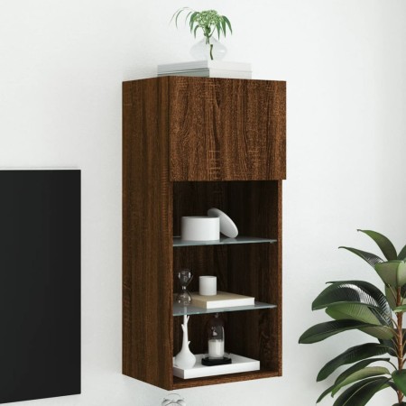 Mueble para TV con luces LED roble marrón 40,5x30x90 cm de , Muebles TV - Ref: Foro24-837055, Precio: 49,45 €, Descuento: %