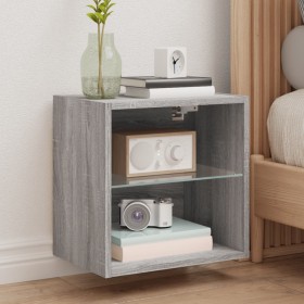 Mesita de noche de pared con luces LED gris Sonoma de , Muebles TV - Ref: Foro24-837074, Precio: 31,36 €, Descuento: %