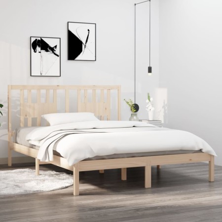 Estructura de cama de madera maciza de pino 160x200 cm de , Camas y somieres - Ref: Foro24-3104073, Precio: 137,29 €, Descuen...