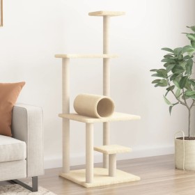 Rascador para gatos con postes de sisal color crema 136 cm de , Mobiliario para gatos - Ref: Foro24-172091, Precio: 48,74 €, ...