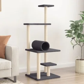 Rascador para gatos con postes de sisal gris oscuro 136 cm de , Mobiliario para gatos - Ref: Foro24-172093, Precio: 48,06 €, ...