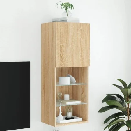 Mueble para TV con luces LED roble Sonoma 40,5x30x102 cm de , Muebles TV - Ref: Foro24-837059, Precio: 55,41 €, Descuento: %