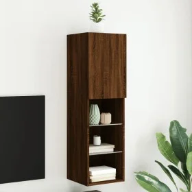Mueble para TV con luces LED roble marrón 30,5x30x102 cm de , Muebles TV - Ref: Foro24-837027, Precio: 59,96 €, Descuento: %